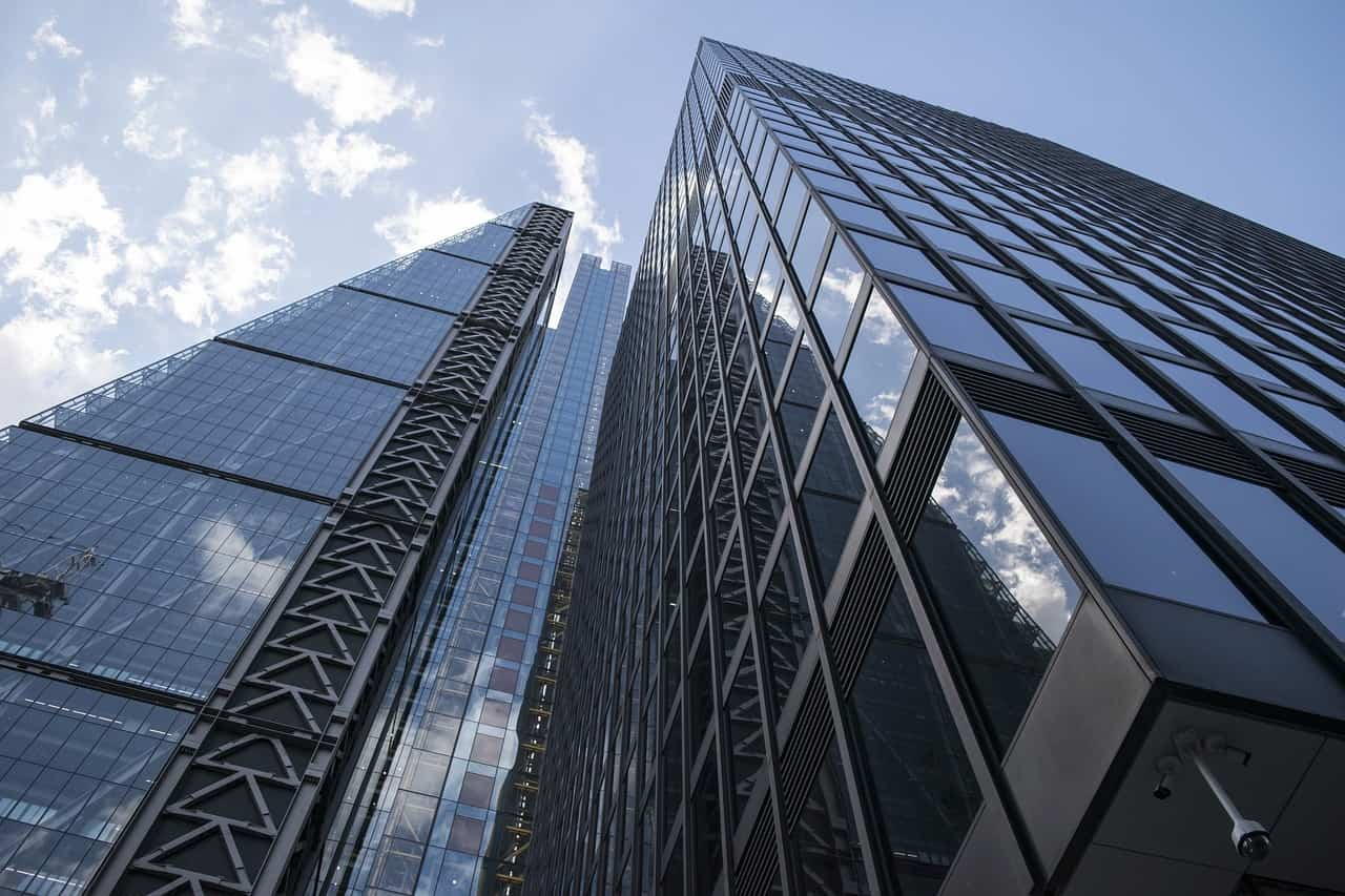 view from the bottom of a london skyscraper